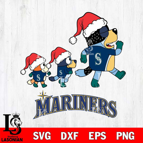 Seattle Mariners Bluey Family Christmas Svg Eps Dxf Png File, Digital Download