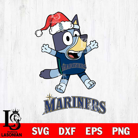 Seattle Mariners Bluey Happy Christmas Svg Eps Dxf Png File, Digital Download