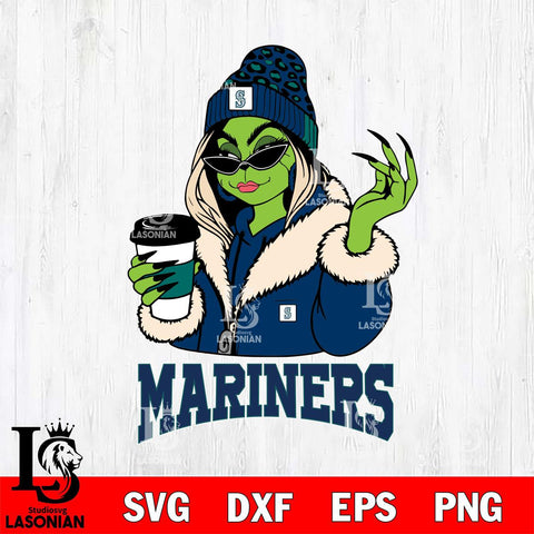 Seattle Mariners Boujee Grinch Girls Christmas Cut Files Cricut, Svg Dxf Eps Png file , Silhouette