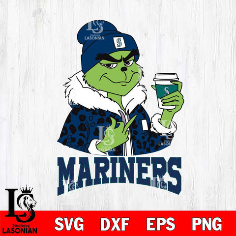 Seattle Mariners Boujee Grinch Leopard Christmas Cut Files Cricut, Svg Dxf Eps Png file , Silhouette