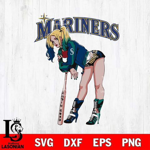 Seattle Mariners Fan Girl Harley Quinn MLB Svg Eps Dxf Png File, Digital Download, Instant Download