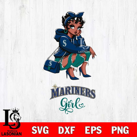 Seattle Mariners Fashion Black Fan Girl Betty Boop