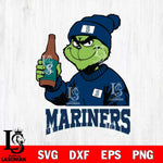 Seattle Mariners Grinch Drinking Beer Christmas Cut Files Cricut, Svg Dxf Eps Png file , Silhouette