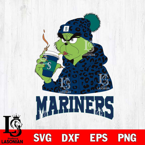 Seattle Mariners Grinch Leopard Christmas Cut Files Cricut, Svg Dxf Eps Png file , Silhouette