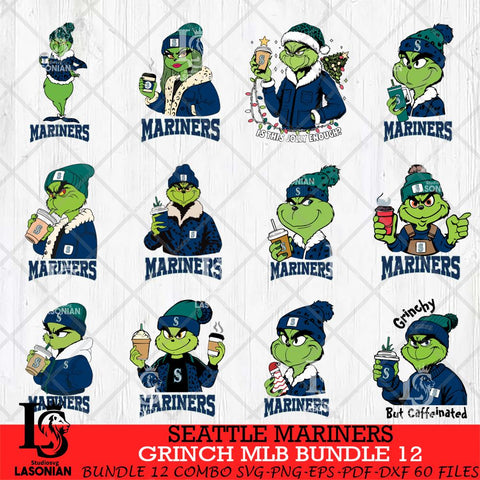 Seattle Mariners Grinch MLB Bundle 12 SVG Eps Dxf Png File, Digital Download, Instant Download