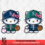 Seattle Mariners Hello Kitty Bundle 2 SVG Svg Eps Dxf Png File, Digital Download, Instant Download