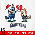 Seattle Mariners Love Bluey Christmas Svg Eps Dxf Png File, Digital Download