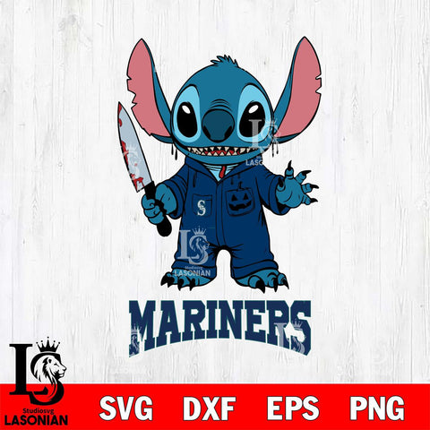 Seattle Mariners Stitch Horror 2 Svg Eps Dxf Png File, MLB svg, Digital Download, Instant Download