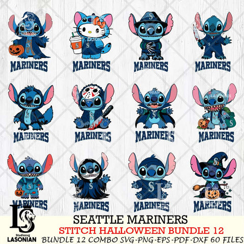 Seattle Mariners Stitch Horror Bundle 12 SVG Svg Eps Dxf Png File, MLB svg, Digital Download, Instant Download