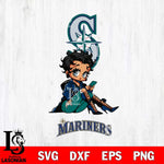 Seattle Mariners Style Black Fan Girl Betty Boop