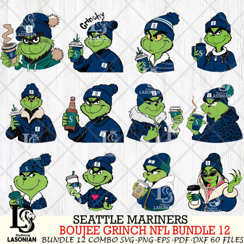 Seattle Mariners  Boujee Grinch MLB Bundle 12 SVG Eps Dxf Png File, Digital Download, Instant Download