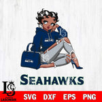 Seattle Seahawks Awesome Black Fan Girl Betty Boop Svg Eps Dxf Png File, Digital Download, Instant Download