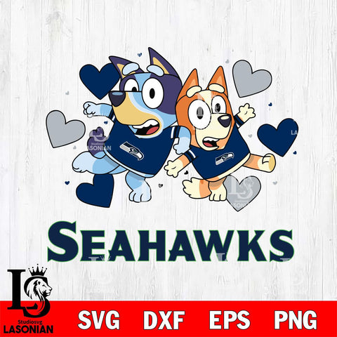 Seattle Seahawks Bluey & Bingo 10 Svg Eps Dxf Png File, NFL svg, Digital Download, Instant Download