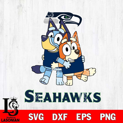 Seattle Seahawks Bluey & Bingo 3 Svg Eps Dxf Png File, NFL svg, Digital Download, Instant Download