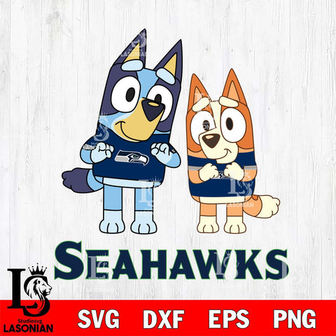 Seattle Seahawks Bluey & Bingo 6 Svg Eps Dxf Png File, NFL svg, Digital Download, Instant Download