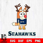 Seattle Seahawks Bluey Chilli Christmas Deer Svg Eps Dxf Png File, Digital Download