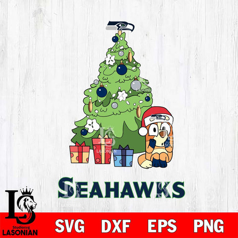 Seattle Seahawks Bluey Chilli Christmas Tree Svg Eps Dxf Png File, Digital Download