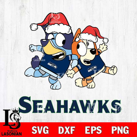 Seattle Seahawks Bluey Christmas Holiday Svg Eps Dxf Png File, Digital Download