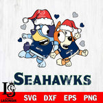 Seattle Seahawks Bluey Christmas NFL Svg Eps Dxf Png File, Digital Download