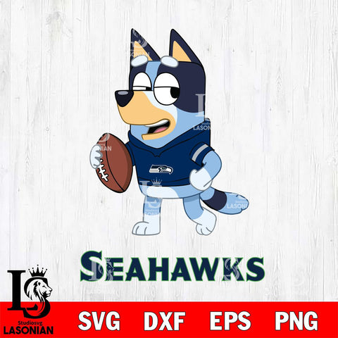 Seattle Seahawks Bluey Football Sport Svg Eps Dxf Png File, Digital Download ,Instant Download, Cricut File