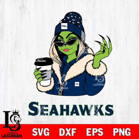 Seattle Seahawks Boujee Grinch Girls Christmas Svg Eps Dxf Png File,Cricut svg files, Digital Download, Instant Download