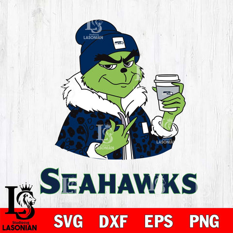 Seattle Seahawks Boujee Grinch Leopard Christmas Svg Eps Dxf Png File,Cricut svg files, Digital Download, Instant Download