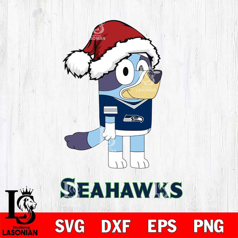 Seattle Seahawks Christmas Bluey Hat Svg Eps Dxf Png File,Cut Svg Files, Digital File, Sublimation