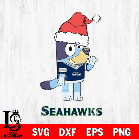 Seattle Seahawks Christmas Bluey Say Hi Svg Eps Dxf Png File,Cut Svg Files, Digital File, Sublimation