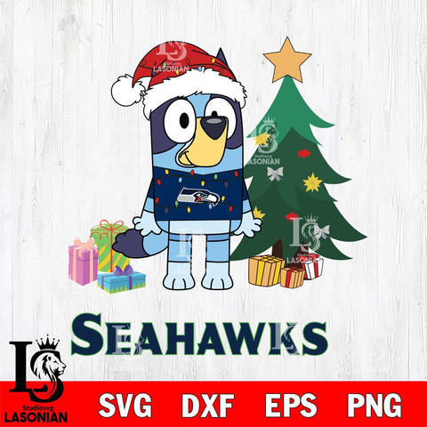 Seattle Seahawks Christmas Bluey Tree Sport Svg Eps Dxf Png File,Cut Svg Files, Digital File, Sublimation