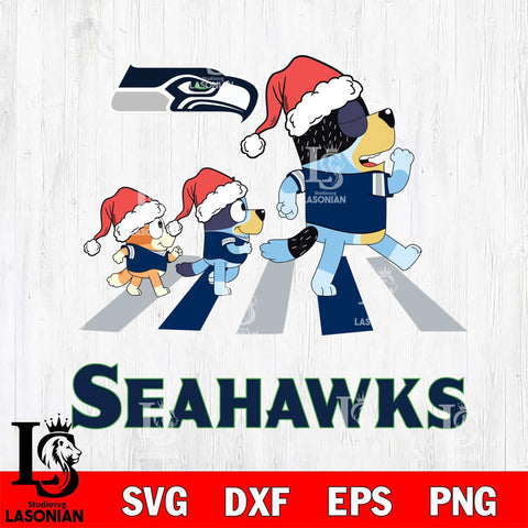 Seattle Seahawks Christmas Family Bluey Walking Svg Eps Dxf Png File,Cut Svg Files, Digital File, Sublimation