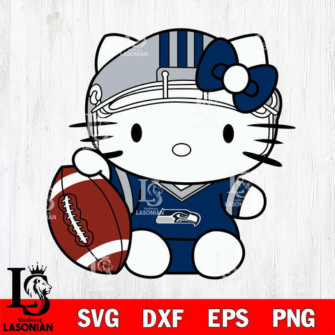 Seattle Seahawks Cute Hello Kitty Football 5 Svg Eps Dxf Png File, NFL svg, Digital Download, Instant Download