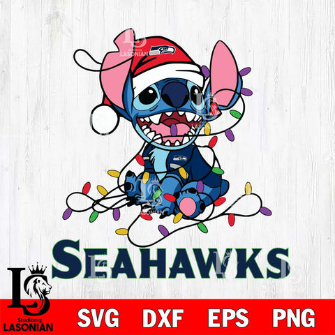 Seattle Seahawks Cute Stitch Christmas Svg