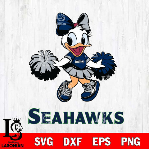 Seattle Seahawks Daisy Duck Cheerleader Disney, Svg Eps Dxf Png File, Digital Download