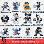 Seattle Seahawks Disney NFL Bundle Svg PNG 12 Svg Eps Dxf Png File, Digital Download