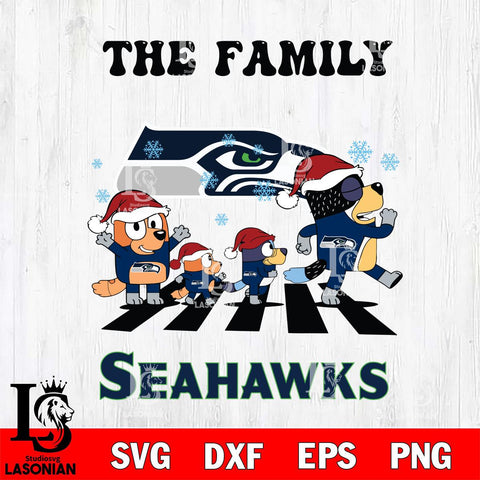 Seattle Seahawks Family Bluey Christmas Svg Eps Dxf Png File, Digital Download