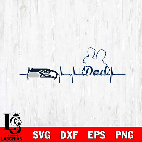 Seattle Seahawks Father Heart Beat Svg Eps Dxf Png File, Digital Download, Instant Download