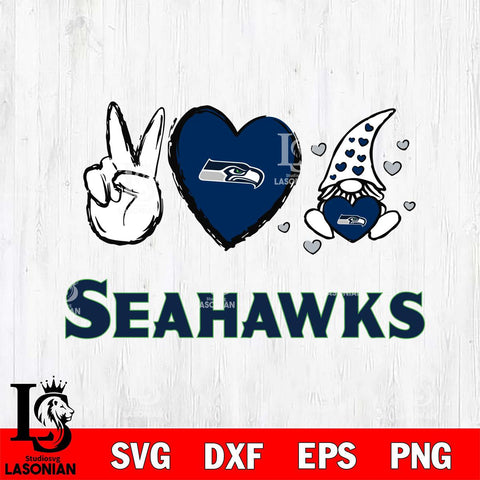 Seattle Seahawks Gnomes Peace & Love Svg Eps Dxf Png File, Digital Download, Instant Download