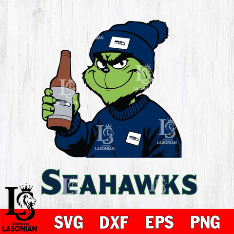 Seattle Seahawks Grinch Drinking Beer Christmas Svg Eps Dxf Png File,Cricut svg files, Digital Download, Instant Download