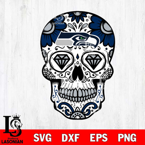 Seattle Seahawks Mexico Skull SVG 2