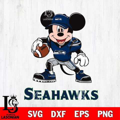 Seattle Seahawks Mikey Mouse Disney, Svg Eps Dxf Png File, Digital Download