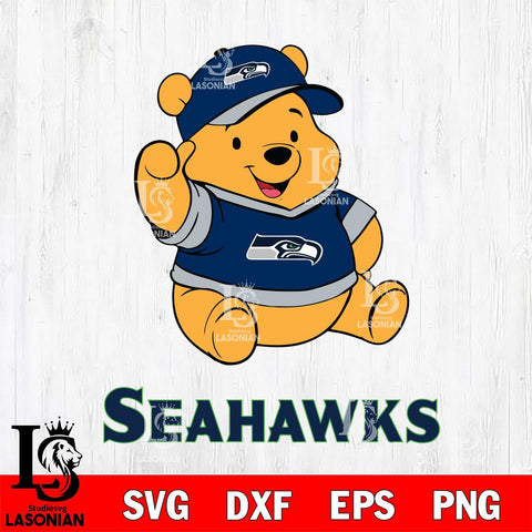 Seattle Seahawks Pooh Bear Disney, Svg Eps Dxf Png File, Digital Download