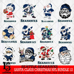 Seattle Seahawks Satan Claus Christmas NFL Bundle 12 Svg Eps Dxf Png File,NFL Svg Files,Digital Download,Sublimation,Instant Download