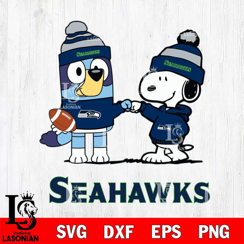 Seattle Seahawks Snoopy & Bluey Football Svg Eps Dxf Png File,NFL Svg Files,Christmas svg ,Digital Download ,Instant Download