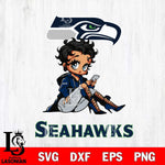 Seattle Seahawks Style Black Fan Girl Betty Boop Svg Eps Dxf Png File, Digital Download, Instant Download