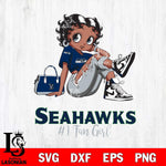 Seattle Seahawks #1 Black Fan Girl Betty Boop Svg Eps Dxf Png File, Digital Download, Instant Download