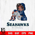 Seattle Seahawks #1 beauty Black Fan Girl Svg Eps Dxf Png File, Digital Download, Instant Download