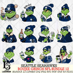 Seattle Seahawks  Boujee Grinch NFL Bundle 12 SVG Eps Dxf Png File, Digital Download, Instant Download