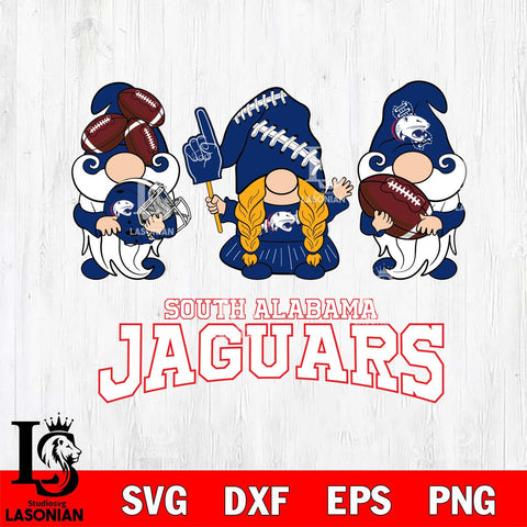 South Alabama Jaguars 3 Gnomes Football Svg Eps Dxf Png File, Digital Download, Instant Download