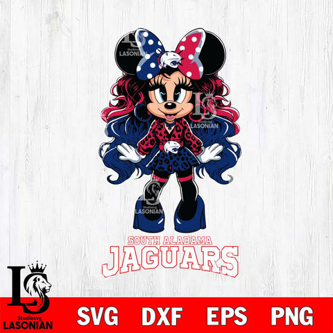 South Alabama Jaguars Beauty Minnie Mouse Svg Eps Dxf Png File, Digital Download, Instant Download