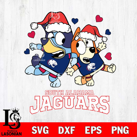 South Alabama Jaguars Bluey Christmas NFL Svg Eps Dxf Png File, Digital Download